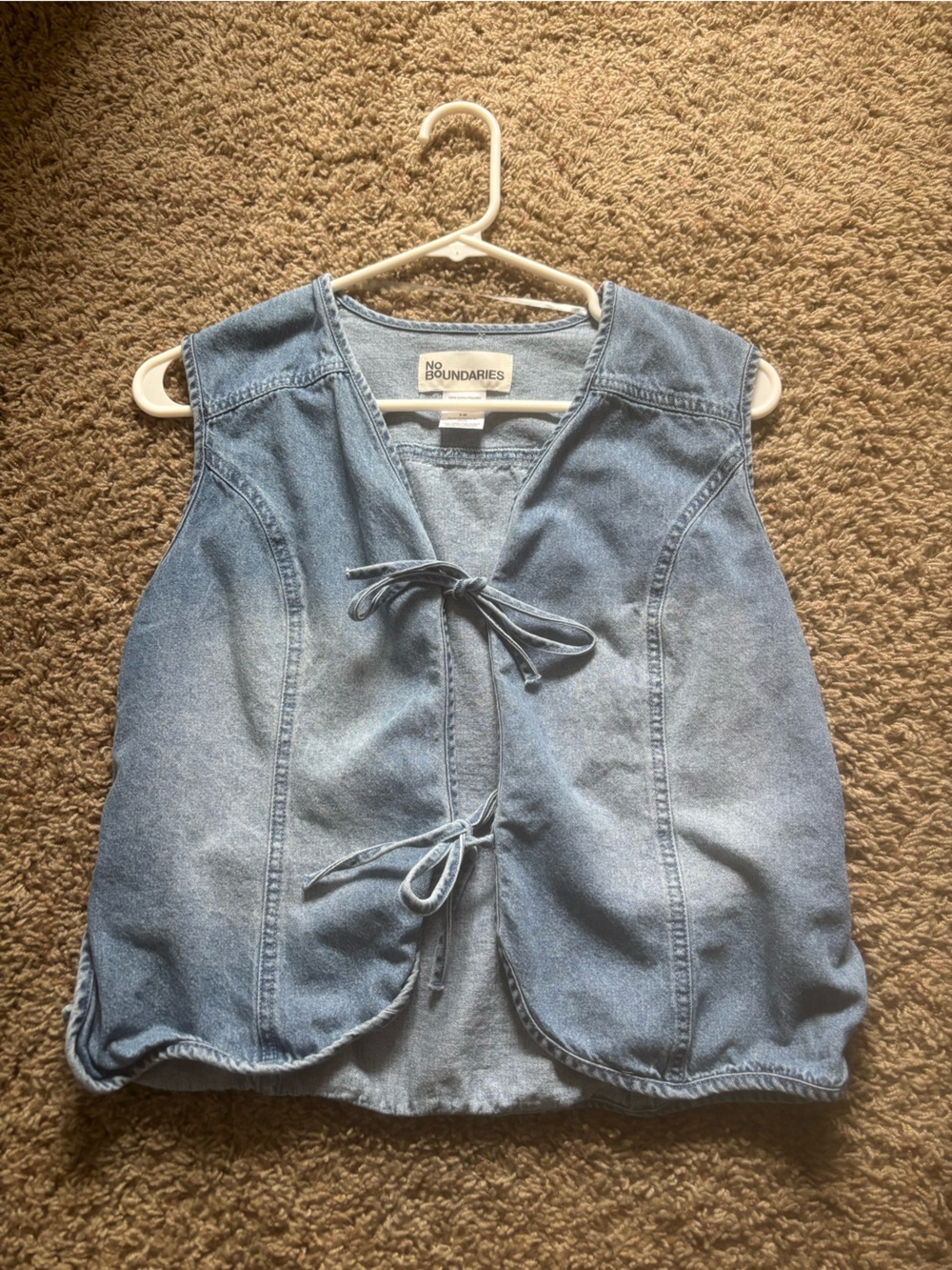 No Boundaries Light Blue Denim Tie-Front Shorts